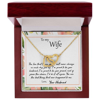To My Wife The Love That I Have For You - Leaf Interlocking Hearts Necklace
