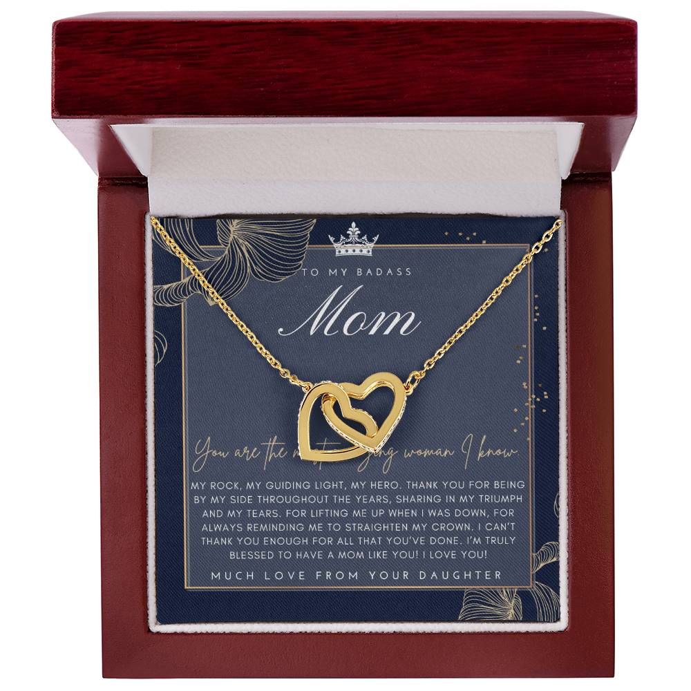 Badass Mom Gift To My Badass Mom Necklace Mother’S Day Gift Daughter To Mom Gift Gift From Daughter To Mom On Wedding Day Mom Gift Interlocking Hearts Necklace