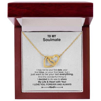 To My Wife Necklace - I May Not Be Your First Date Your First Kiss Or Your First Love Interlocking Hearts Necklace