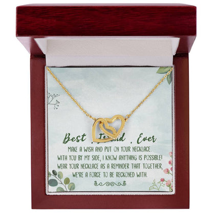 Best Friend Ever Interlocking Hearts Necklace Message Card