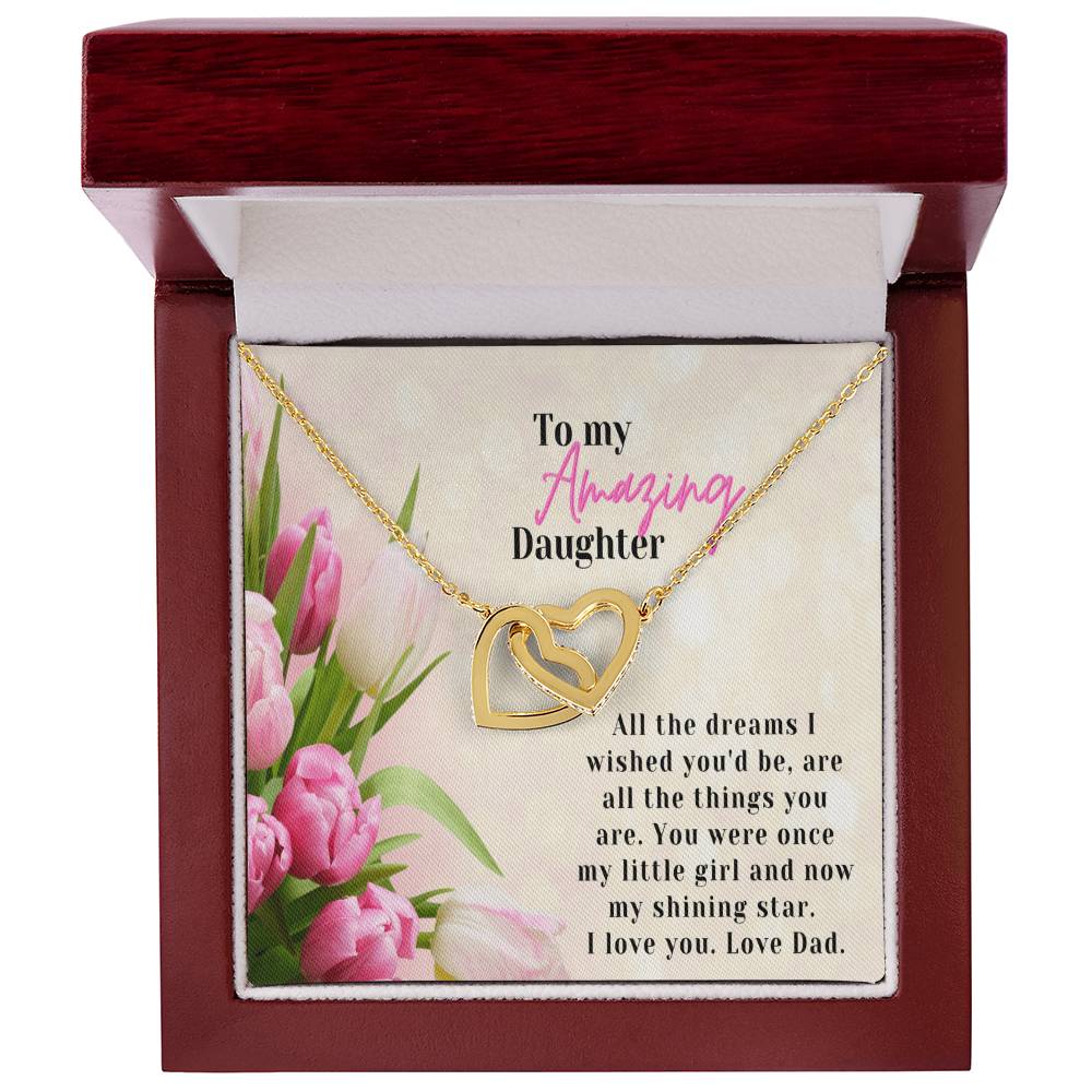 A Graduation Gift From Dad-Two Hearts Necklace-To My Amazing Daughter Interlocking Hearts Necklace