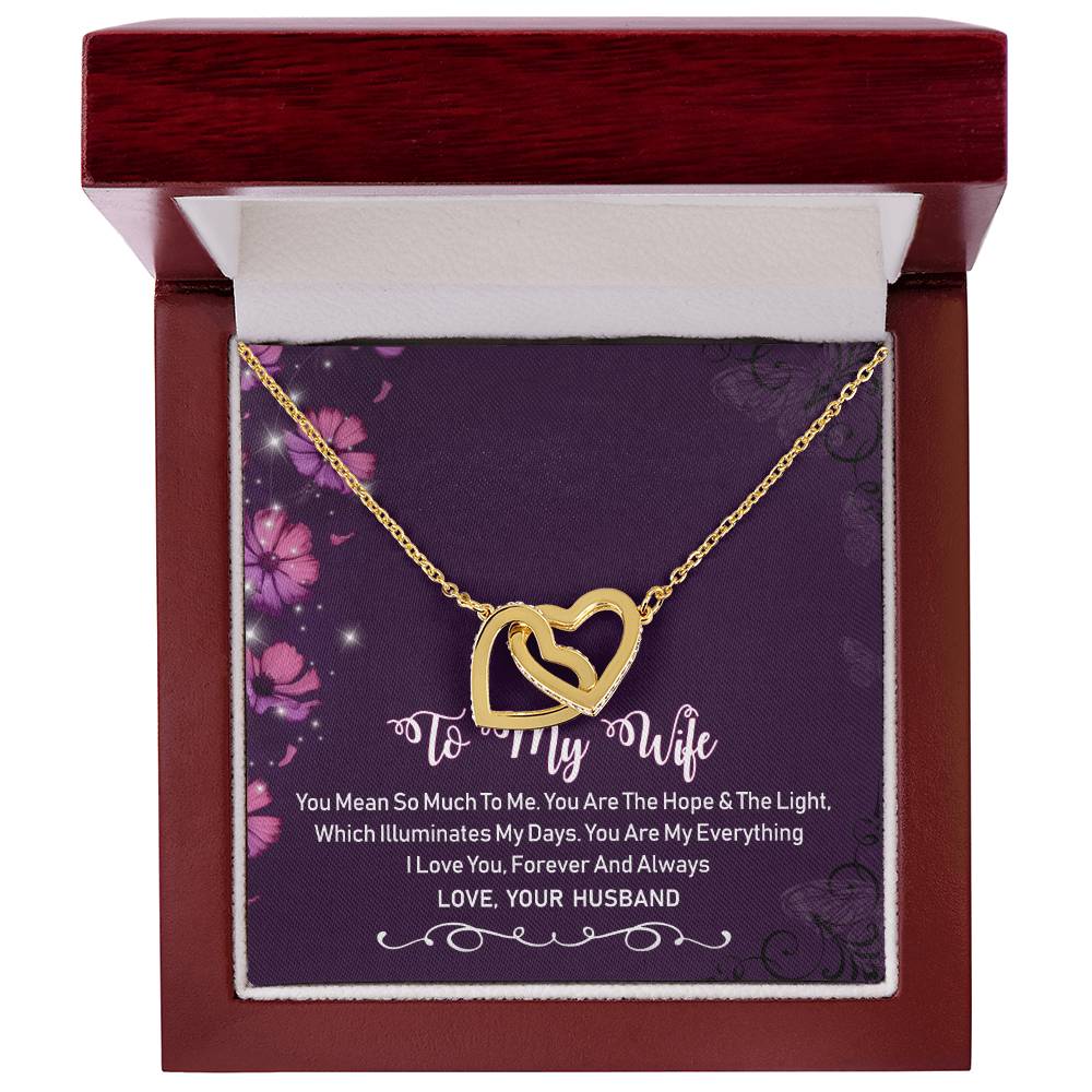 To My Wife Interlocking Hearts Necklace Message Card
