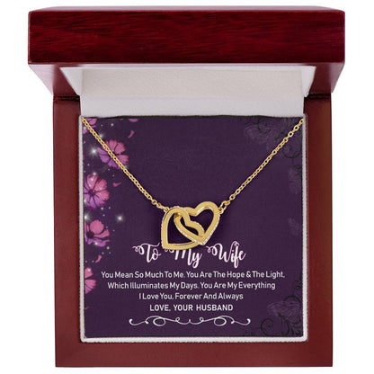 To My Wife Interlocking Hearts Necklace Message Card