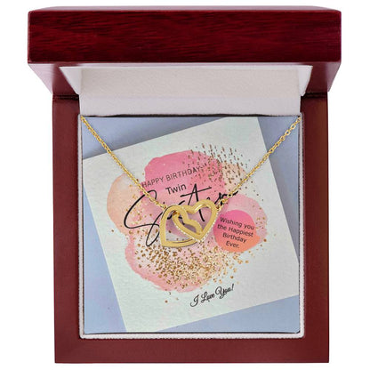 Double Hearts Necklace Happy Birthday Twin Sister Wishing You The Happiest Birthday Ever I Love You Interlocking Hearts Necklace