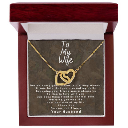 Dear Wife - Make Her Day - Dual Hearts Necklace Interlocking Hearts Necklace