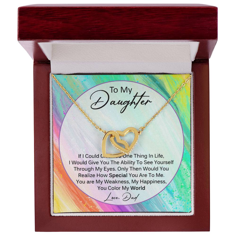 You Color My World - Gift For Daughter From Dad Interlocking Hearts Necklace