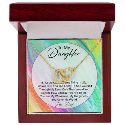 You Color My World - Gift For Daughter From Dad Interlocking Hearts Necklace
