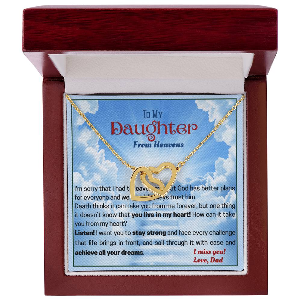 Dad Remembrance Necklace For Daughter - Dad Memorial Gift Interlocking Hearts Necklace