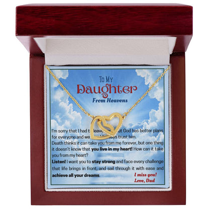 Dad Remembrance Necklace For Daughter - Dad Memorial Gift Interlocking Hearts Necklace