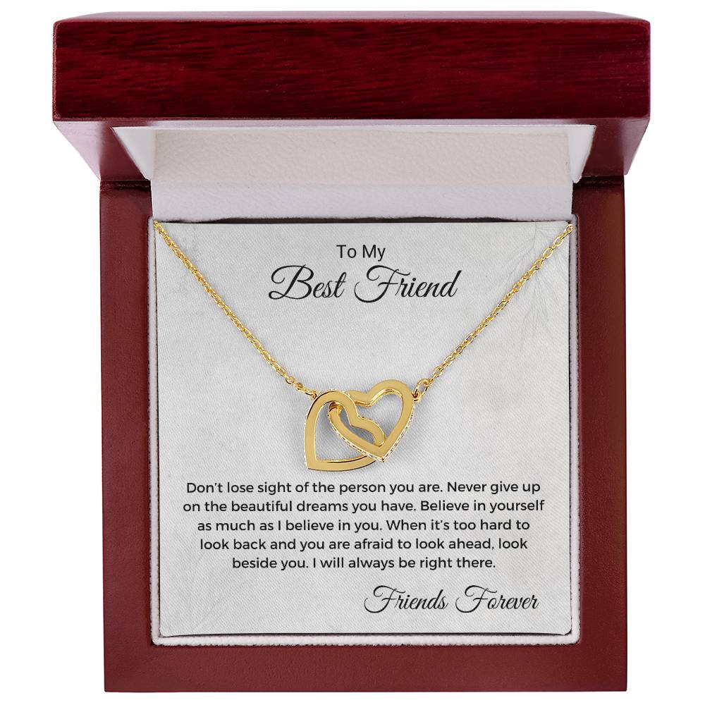 Don'T Lose Sight Of The Person You Are Interlocking Hearts Necklace