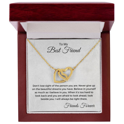 Don'T Lose Sight Of The Person You Are Interlocking Hearts Necklace