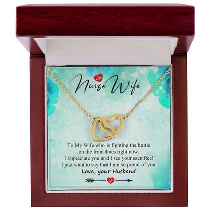 A Special Gift For Nurse Wife - Who Is Fighting On The Front Lines. Interlocking Hearts Necklace