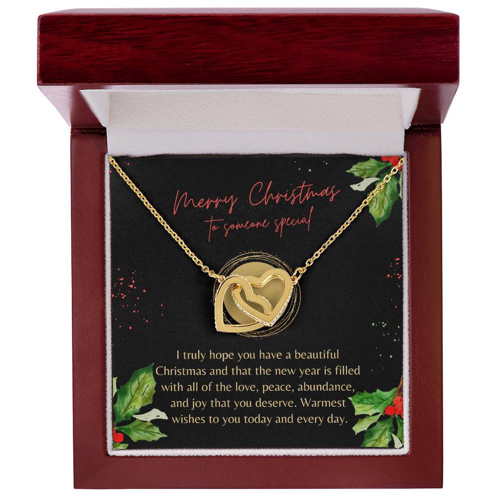 Christmas Interlocking Hearts Necklace Black Holly Someone Special