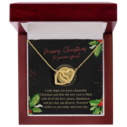 Christmas Interlocking Hearts Necklace Black Holly Someone Special