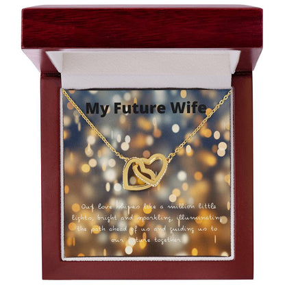 Entwined Hearts Necklace - My Future Wife - Our Love Shines Interlocking Hearts Necklace