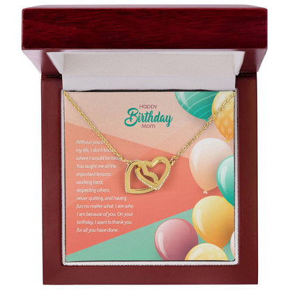 Birthday Edition Thank You Mom! For All You'Ve Done - Interlocking Hearts Necklace