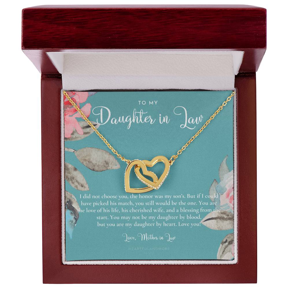 Daughter-In-Law Gift Necklace Wedding Gift Jewelry From Mother-In Law Gift For Bride Daughter-In-Heart Interlocking Hearts Necklace