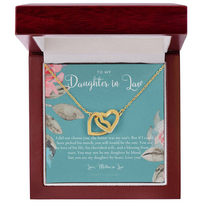 Daughter-In-Law Gift Necklace Wedding Gift Jewelry From Mother-In Law Gift For Bride Daughter-In-Heart Interlocking Hearts Necklace