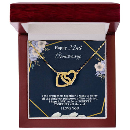 32 Year Anniversary Gift For Wife 32 Years Together For 32Nd Anniversary Anniversary Gift For Anniversary For Her Two Hearts Necklace Interlocking Hearts Necklace