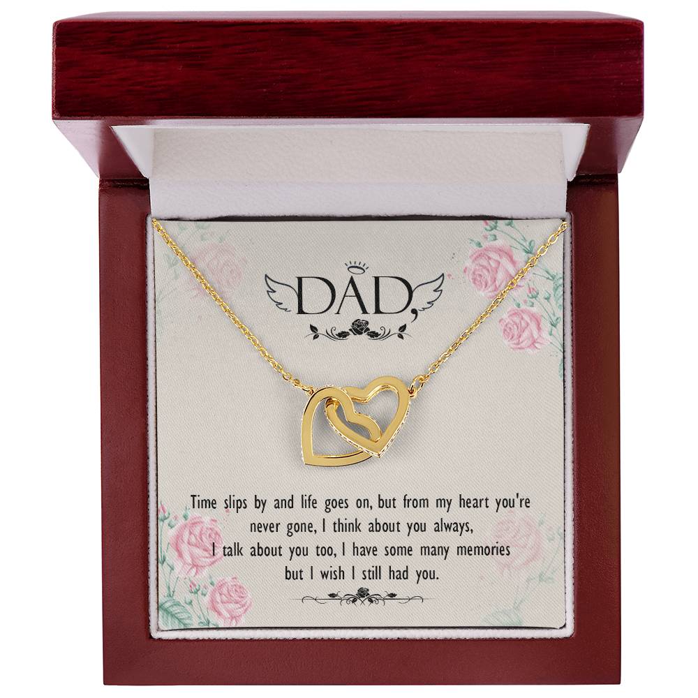 Dad - From My Heart You Are Never Gone - Necklace Interlocking Hearts Necklace