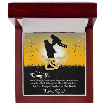 Dad To Daughter Double Hearts Necklace - Always Together In Our Hearts Interlocking Hearts Necklace