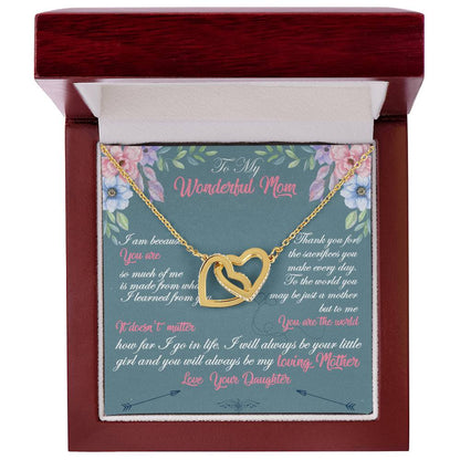 To My Wonderful Mom Necklace Interlocking Hearts Necklace
