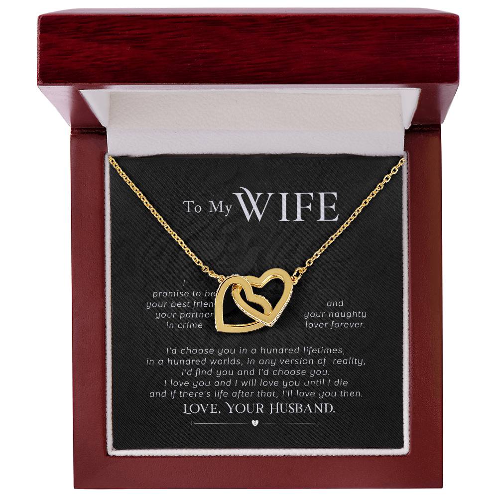 To My Wife Interlocking Hearts Necklace