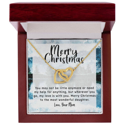 Gift For Daughter From Mom - My Love Is With You Interlocking Hearts Necklace