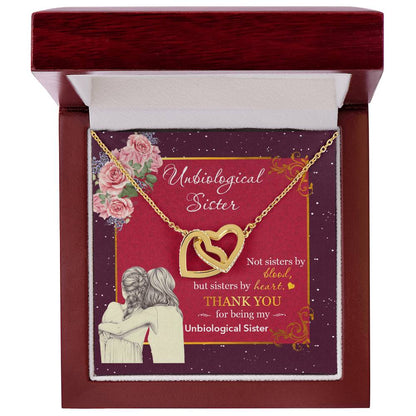 Unbiological Sister-Not Sisters By Blood But Sisters By Heart-Interlocking Heart Necklace Interlocking Hearts Necklace