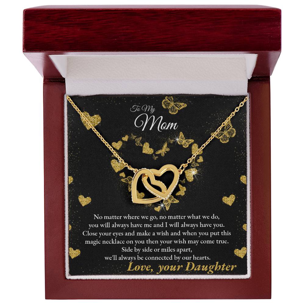 Connected By Our Hearts - To My Mom Joined Hearts Necklace Interlocking Hearts Necklace
