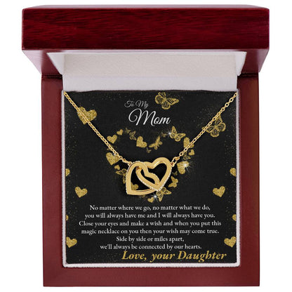 Connected By Our Hearts - To My Mom Joined Hearts Necklace Interlocking Hearts Necklace