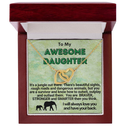 Awesome Daughter Linked Hearts Necklace Gift From Mom Or Dad Interlocking Hearts Necklace