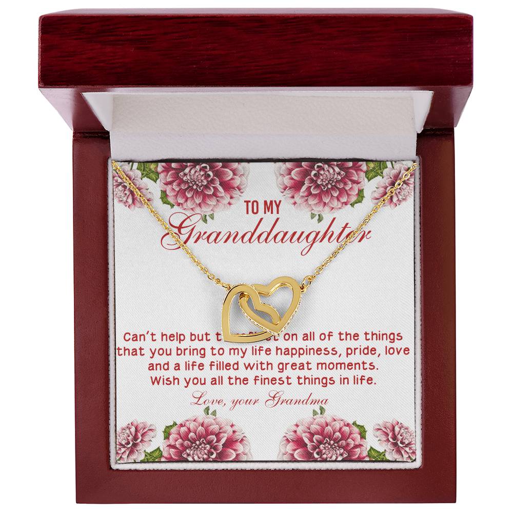 Wish You All The Finest Things In Life - Best Gift For Granddaughter Interlocking Hearts Necklace