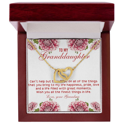 Wish You All The Finest Things In Life - Best Gift For Granddaughter Interlocking Hearts Necklace