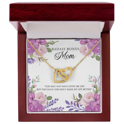 Badass Bonus Mom Interlocking Hearts Necklace