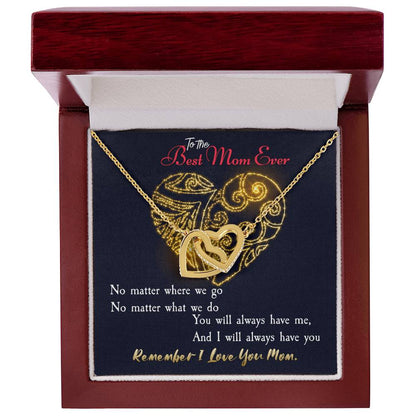 To The Best Mom Ever. Meaningful Present For Mother. Interlocking Hearts Necklace