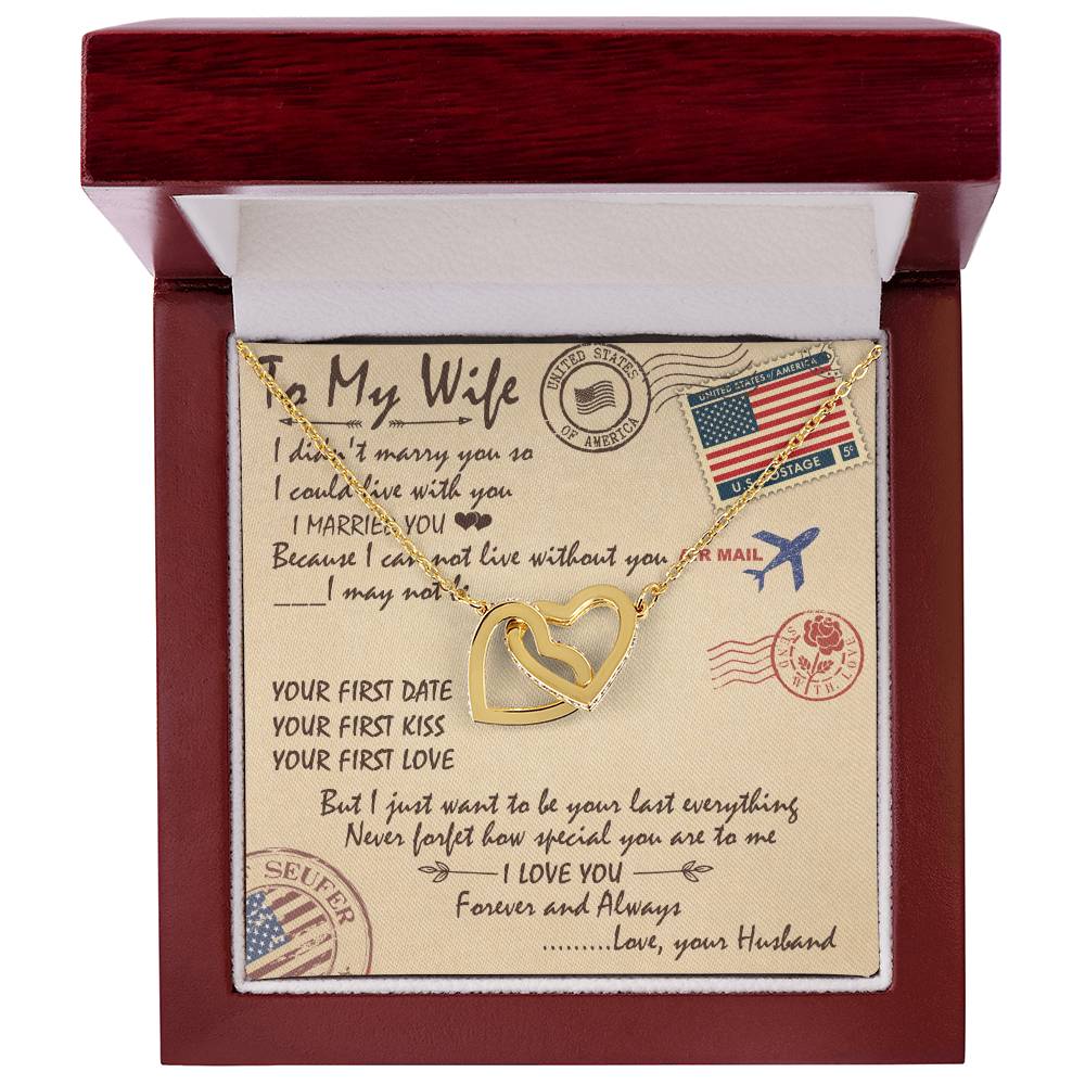 To My Wife Interlocking Hearts Necklace Message Card