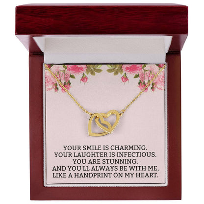 You Will Always Be With Me Interlocking Hearts Necklace