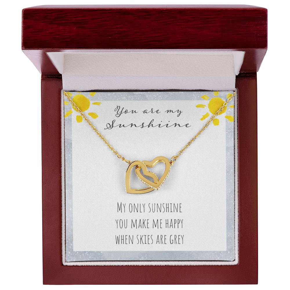 You Are My Sunshine Interlocking Hearts Necklace