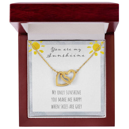 You Are My Sunshine Interlocking Hearts Necklace