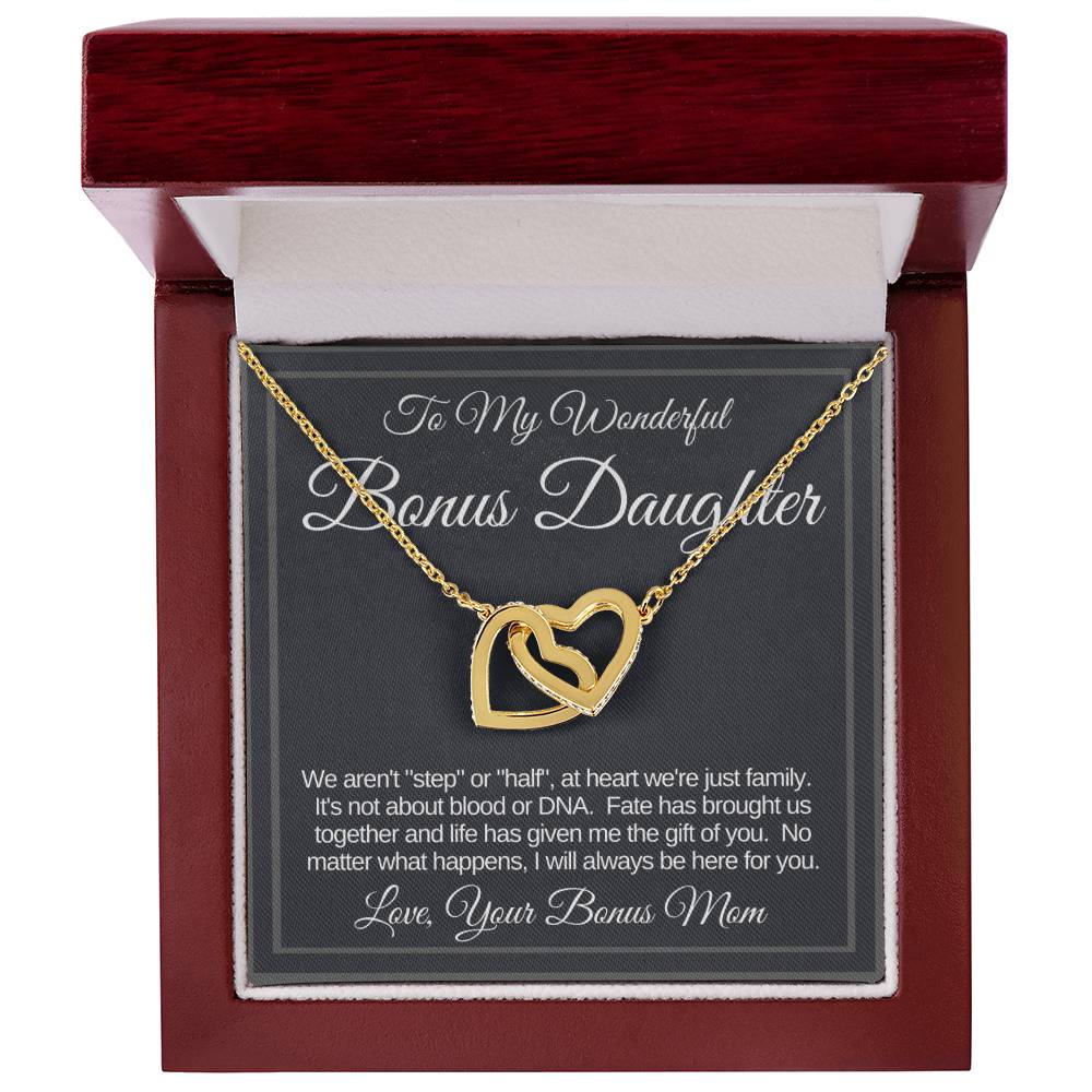 Bonus Daughter Linked Hearts Necklace Gift From Bonus Mom Interlocking Hearts Necklace