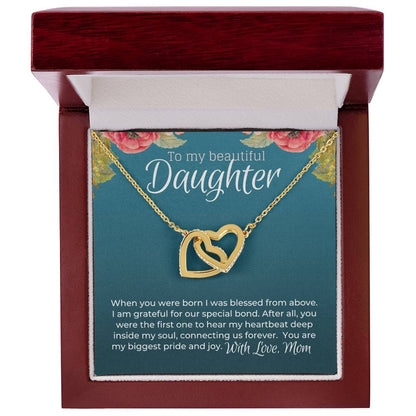 Beautiful Daughter From Mom Special Bond Necklace - Limited Edition Interlocking Hearts Necklace