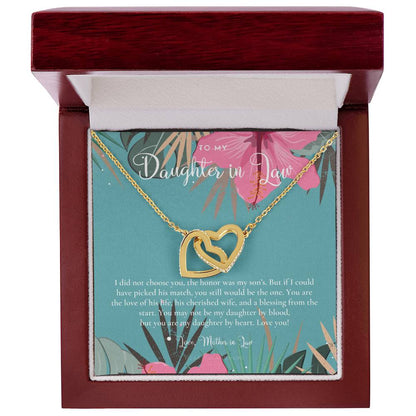 Daughter-In-Law Gift Necklace Wedding Gift Jewelry From Mother-In Law Gift For Bride Daughter-In-Heart Interlocking Hearts Necklace