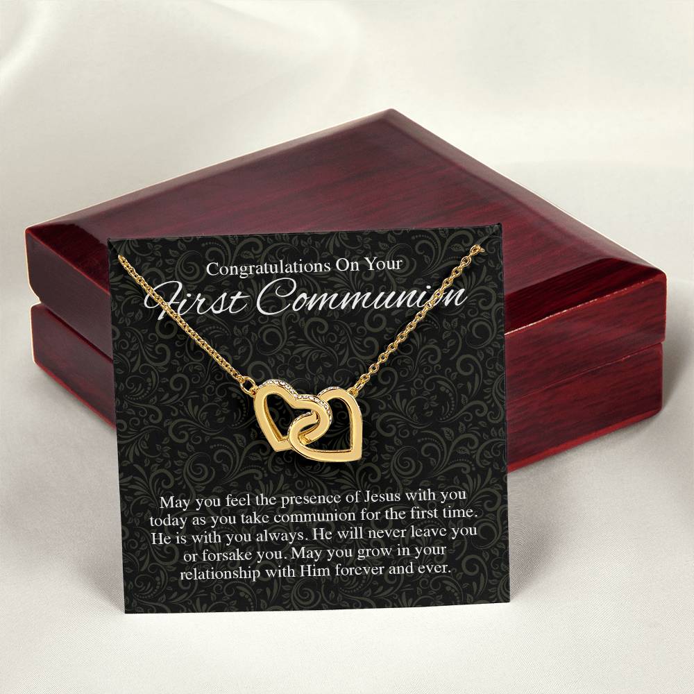 22 Congratualtions On Your First Communion V1 Interlocking Hearts Interlocking Hearts Necklace