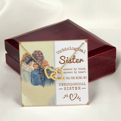 Unbiological Sister Interlocking Hearts Necklace