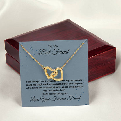 Best Friend Listening Necklace Interlocking Hearts Necklace