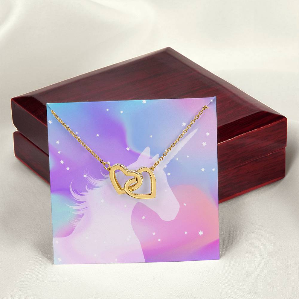 Unicorn Lovers Interlocking Hearts Necklace