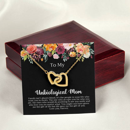 Unbiological Mom Necklace Interlocking Hearts Necklace