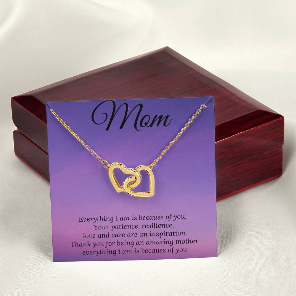 Everything I Am Is Because Of You Two Hearts Interlocking Hearts Necklace