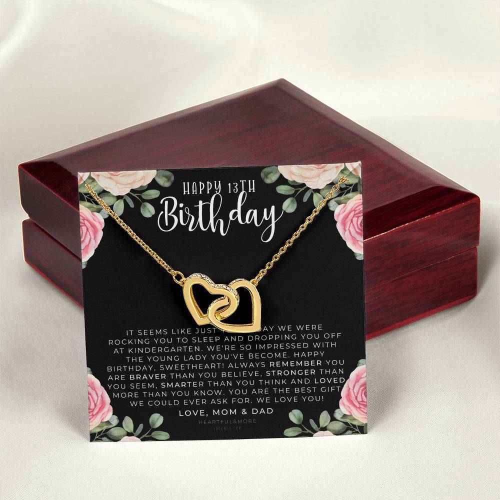 Gift For 13 Year Old Girl Gifts 13Th Birthday Girl 13Th Birthday Gift Thirteenth Birthday Necklace Teen Birthday Gift Official Teenager Interlocking Hearts Necklace